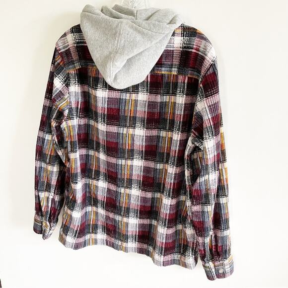 New Urban Outfitters Men’s Waffle Plaid Hooded Shacket - Picture 6 of 10